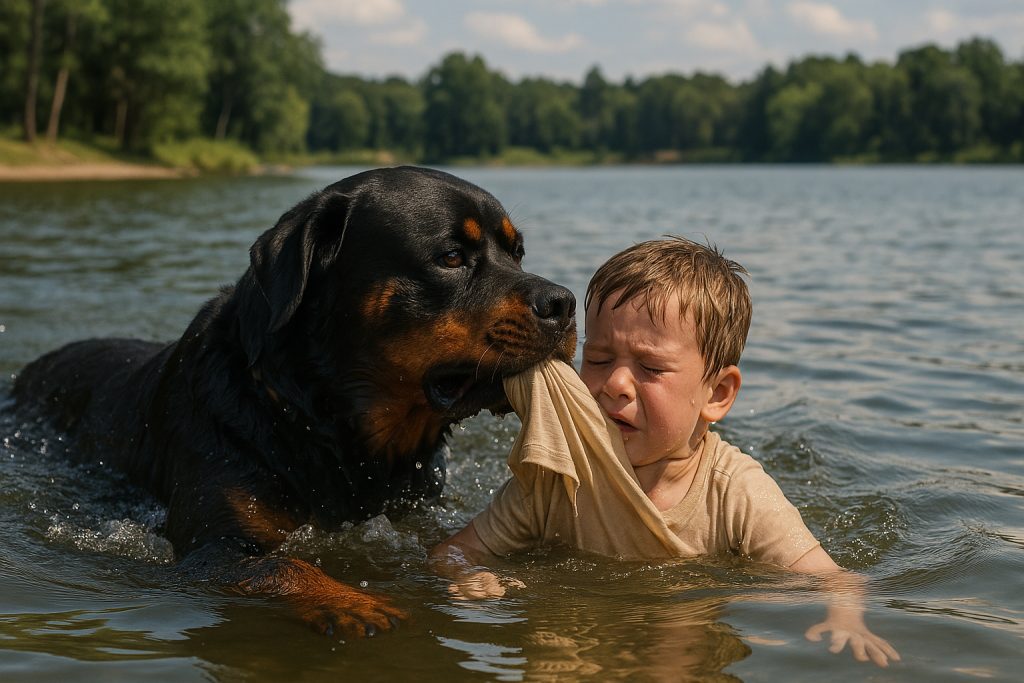 5 Short and Inspiring Stories of Rottweiler Loyalty and Bravery 6 a water-loving Rottweiler