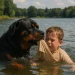 a water-loving Rottweiler