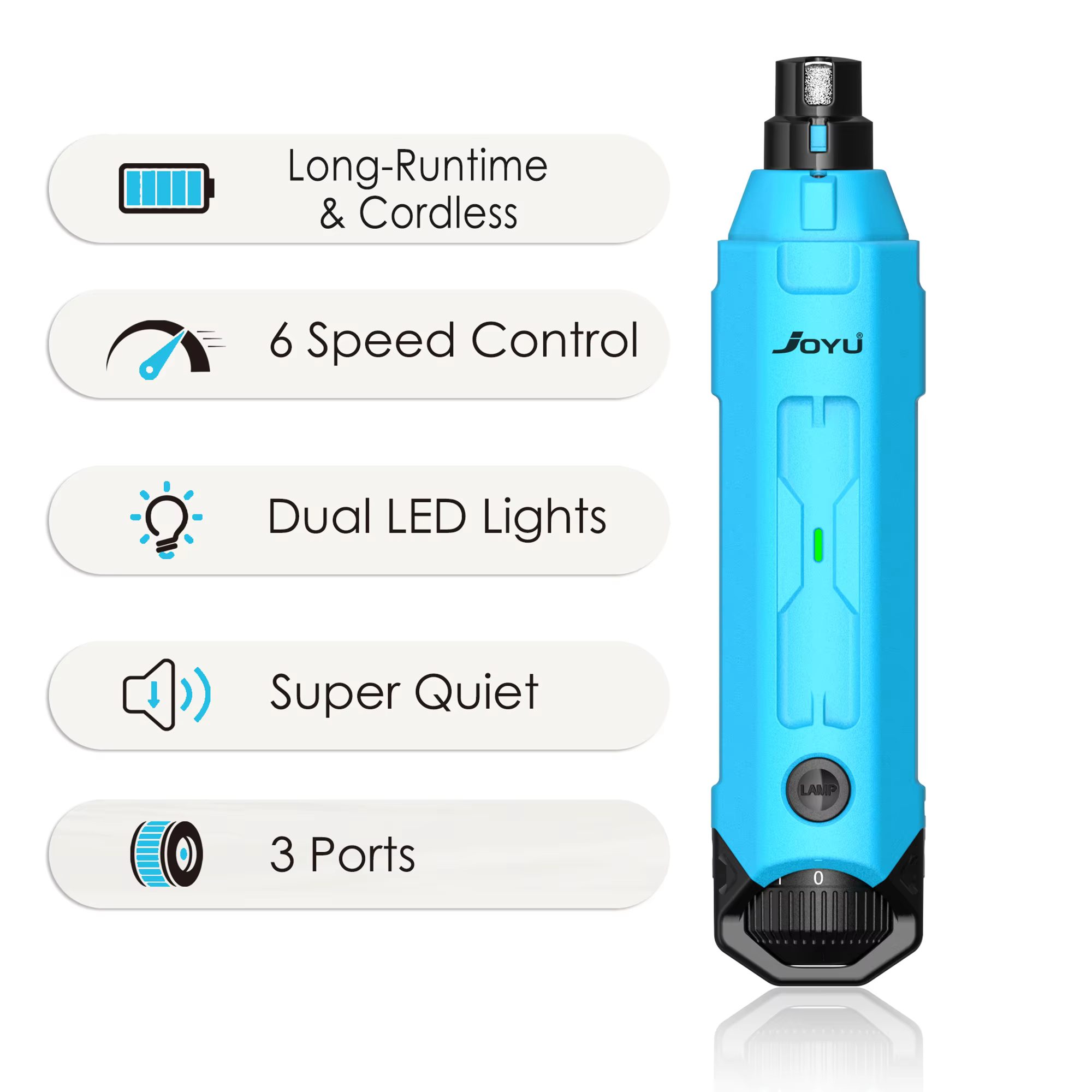 JOYU N60 6-Speed Cordless Dog Nail Grinder 5 Light blue JOYU N60 cordless dog nail grinder