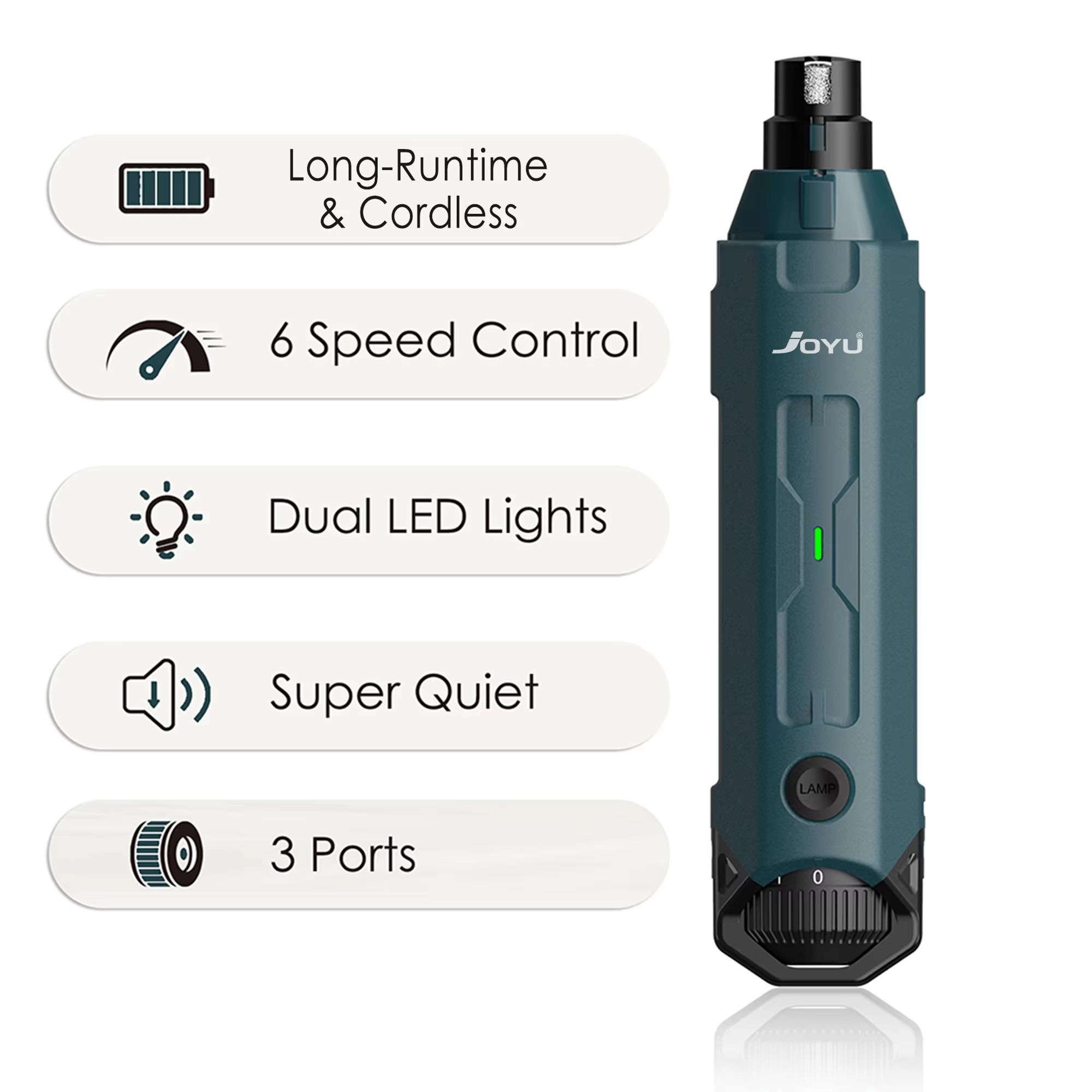 JOYU N60 6-Speed Cordless Dog Nail Grinder 3 Dark blue JOYU N60 cordless dog nail grinder