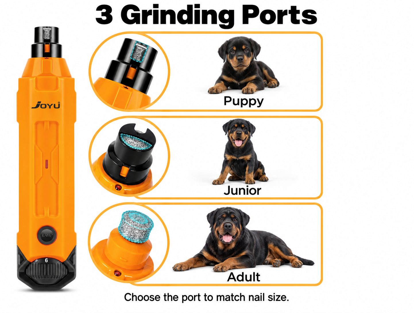 JOYU N60 6-Speed Cordless Dog Nail Grinder 1 JOYU N60 6-Speed Cordless Dog Nail Grinder