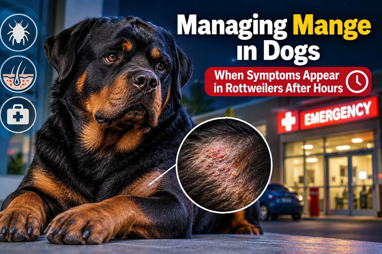 Managing Mange in Dogs When Symptoms Appear in Rottweilers After Hours
